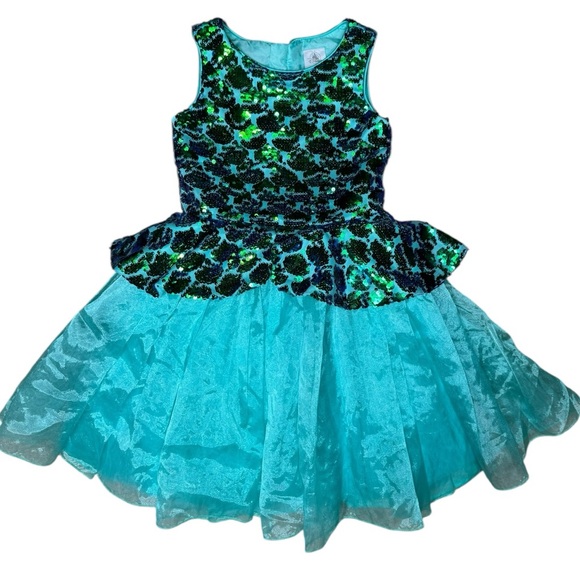 Disney Ariel The Little Mermaid Costume Dress sz 9 10 Sequined Party Dress Tulle - Picture 1 of 9